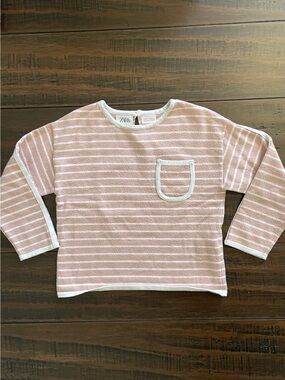 Zara Girl's Pink Stripe Long Sleeve Top
